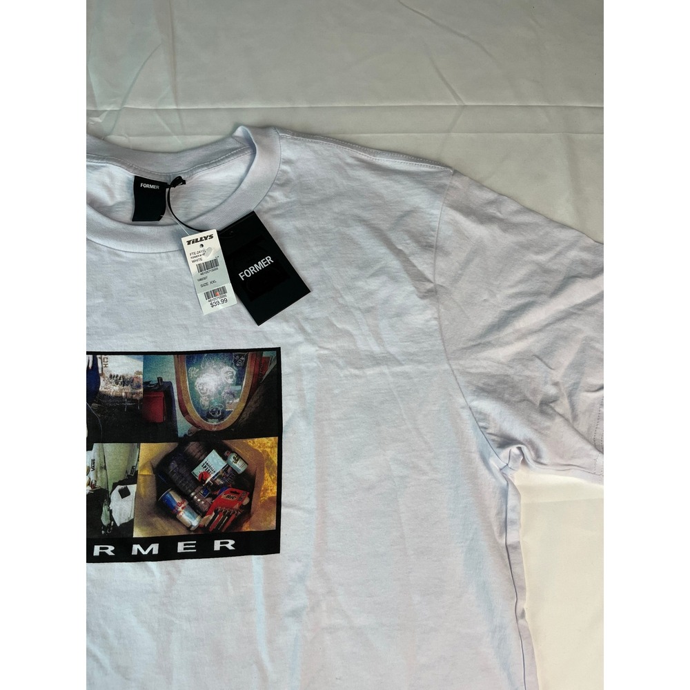 FORMER Photo Collage Graphic T-Shirt Mens XXL White‎ Short Sleeve